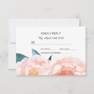 Waterverf Floral Peach Peony RSVP-kaarten RSVP Kaartje