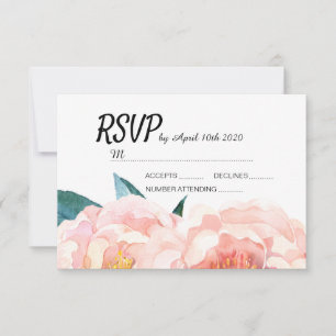 Waterverf Floral Peach Peony RSVP-kaarten RSVP Kaartje