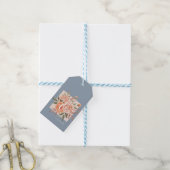 Waterverf Floral Peach Rozen Dusty Blue Wedding Cadeaulabel (Met Touw)
