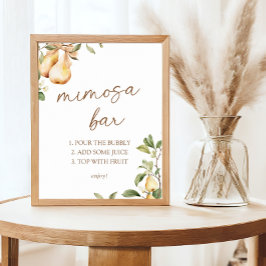 Waterverf Floral Pear Vrijgezellenfeest Mimosa Bar Poster