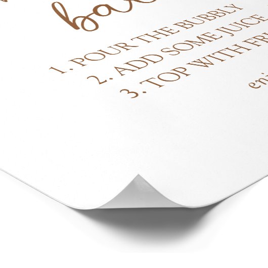 Waterverf Floral Pear Vrijgezellenfeest Mimosa Bar Poster (Hoek)