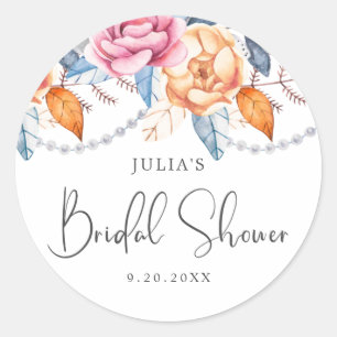 Waterverf Floral Pearl Vrijgezellenfeest Ronde Sticker