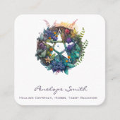 Waterverf Floral Pentagram Square Visitekaartje (Voorkant)