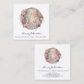 Waterverf Floral Pentagram Square Visitekaartje (Voorkant / Achterkant)