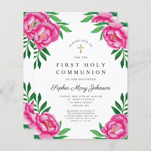 Waterverf Floral Peonies eerste gemeenschap (Voorkant / Achterkant)