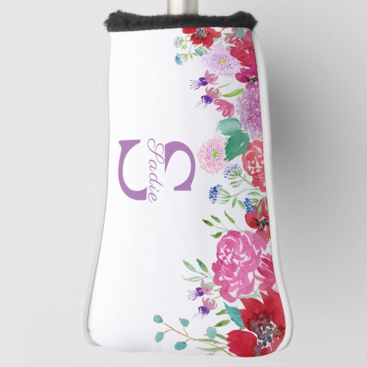 Waterverf Floral Peonies & Hydrangeas Personaliser Golfheadcover (Draai 90)