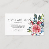 Waterverf Floral Peony Boho Elegant Modern Visitekaartje (Achterkant)