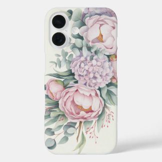 Waterverf Floral Peony Hydrangea Telefoonhoesje iPhone 16 Hoesje