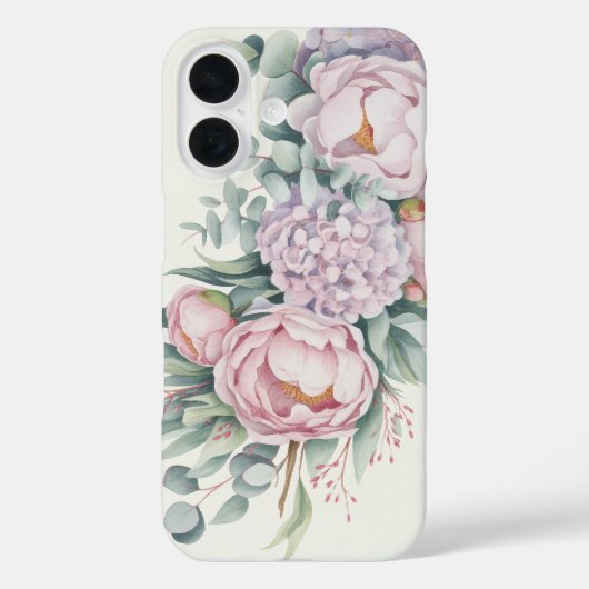 Waterverf Floral Peony Hydrangea Telefoonhoesje Case-Mate iPhone Case (Achterkant)