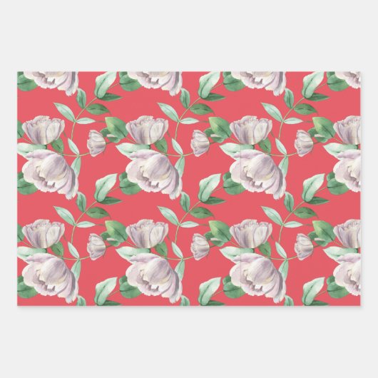 Waterverf Floral Peony  Inpakpapier Vel (Voorkant 2)