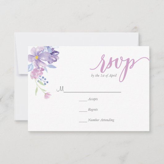 Waterverf Floral Peony krans | Bruiloft RSVP Kaart (Voorkant)