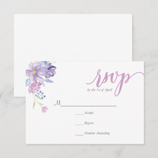Waterverf Floral Peony krans | Bruiloft RSVP Kaart (Voorkant / Achterkant)