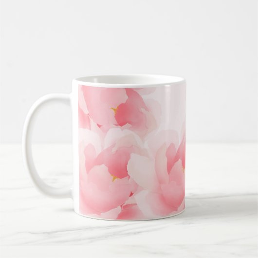 Waterverf Floral Peony Light Pink Mok (Links)
