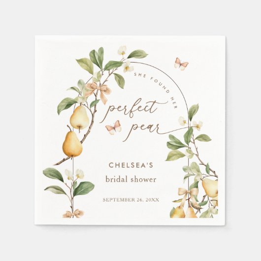 Waterverf Floral Perfect Pair Pear Vrijgezellenfee Servet (Voorkant)