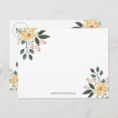 Waterverf Floral Personalize and Monogram Notitiekaartje (Voorkant / Achterkant)