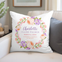 Waterverf Floral Personalized Baby Birth Stats