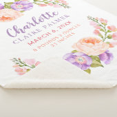 Waterverf Floral Personalized Baby Birth Stats Sherpa Deken (3/4)