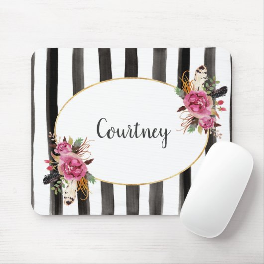 Waterverf floral personalized mousepad muismat (Met muis)