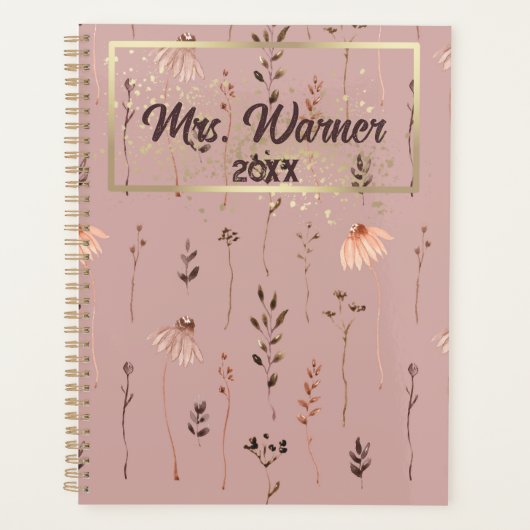Waterverf Floral Personalized Teacher Gift Planner (Voorkant)