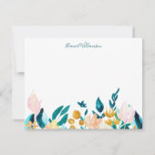  Waterverf Floral Persoonlijk Jade Green Notitiekaartje (Voorkant)