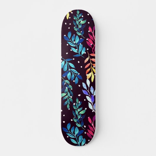 Waterverf Floral Persoonlijk Skateboard (Voorkant)