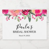 Waterverf Floral Persoonlijk Vrijgezellenfeest Min Sparkling Wijnetiket (Enkel label)