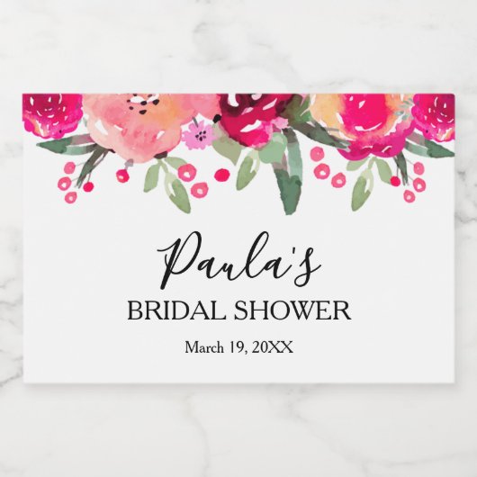 Waterverf Floral Persoonlijk Vrijgezellenfeest Min Sparkling Wijnetiket (Enkel label)