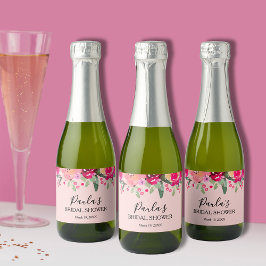 Waterverf Floral Persoonlijk Vrijgezellenfeest Min Sparkling Wijnetiket