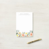 Waterverf Floral Persoonlijke benaming Post-it® Notes (Op bureau)
