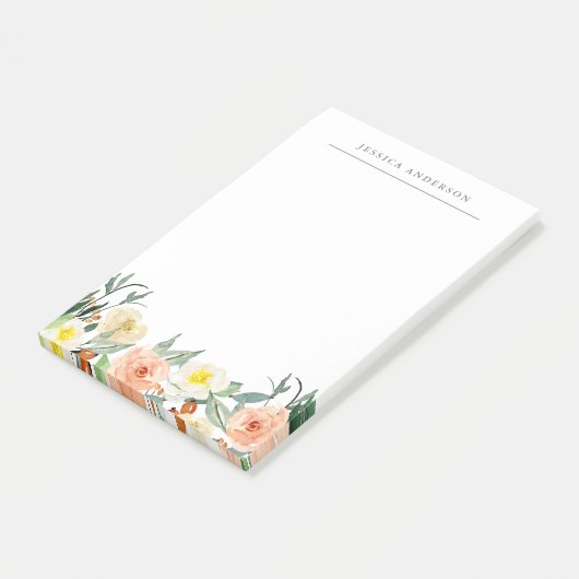 Waterverf Floral Persoonlijke benaming Post-it® Notes (Schuin)