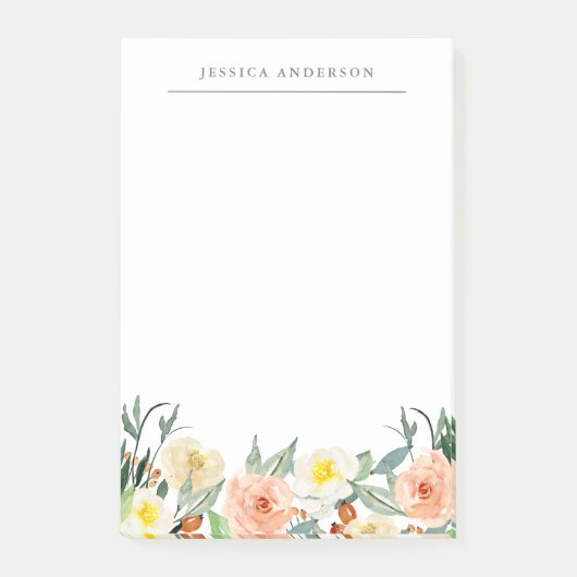Waterverf Floral Persoonlijke benaming Post-it® Notes (Voorkant)