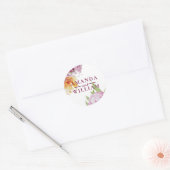 Waterverf Floral Persoonlijke bruiloft Ronde Sticker (Envelop)