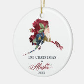 Waterverf Floral Persoonlijke Kerstmis in Alaska Keramisch Ornament (Links)