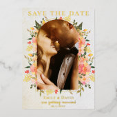 Waterverf Floral Photo Arch Wedding Save the Date Folie Uitnodiging (Voorkant)