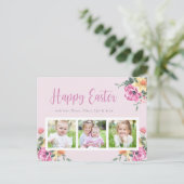 Waterverf Floral Photo Collage Happy Pasen Briefkaart (Staand voorkant)