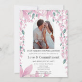 Waterverf Floral Photo Commitment Ceremony Kaart (Voorkant)