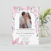 Waterverf Floral Photo Commitment Ceremony Kaart (Staand voorkant)