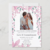 Waterverf Floral Photo Commitment Ceremony Kaart (Voorkant)