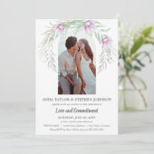 Waterverf Floral & Photo Commitment Ceremony Kaart (Staand voorkant)