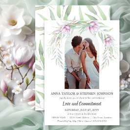 Waterverf Floral & Photo Commitment Ceremony Kaart