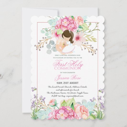 Waterverf Floral PHOTO eerste uitnodiging van de g (Voorkant)