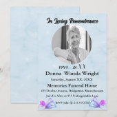 Waterverf Floral Photo Funeral Service Kaart (Voorkant / Achterkant)