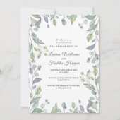 Waterverf Floral Photo Verloving Invitation Kaart (Voorkant)