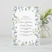 Waterverf Floral Photo Verloving Invitation Kaart (Staand voorkant)