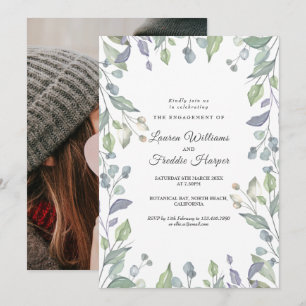 Waterverf Floral Photo Verloving Invitation Kaart