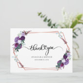 Waterverf Floral Photo Wedding Bedankkaart (Staand voorkant)