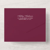 Waterverf Floral Photo Wedding Burgundy All In One Uitnodiging (Achterkant)