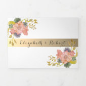 Waterverf Floral Photo Wedding Drieluik Uitnodiging (Cover)
