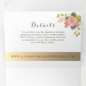 Waterverf Floral Photo Wedding Drieluik Uitnodiging (Binnenzijde eerst)