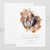 Waterverf Floral Photo Wedding Save The Date (Voorkant / Achterkant)